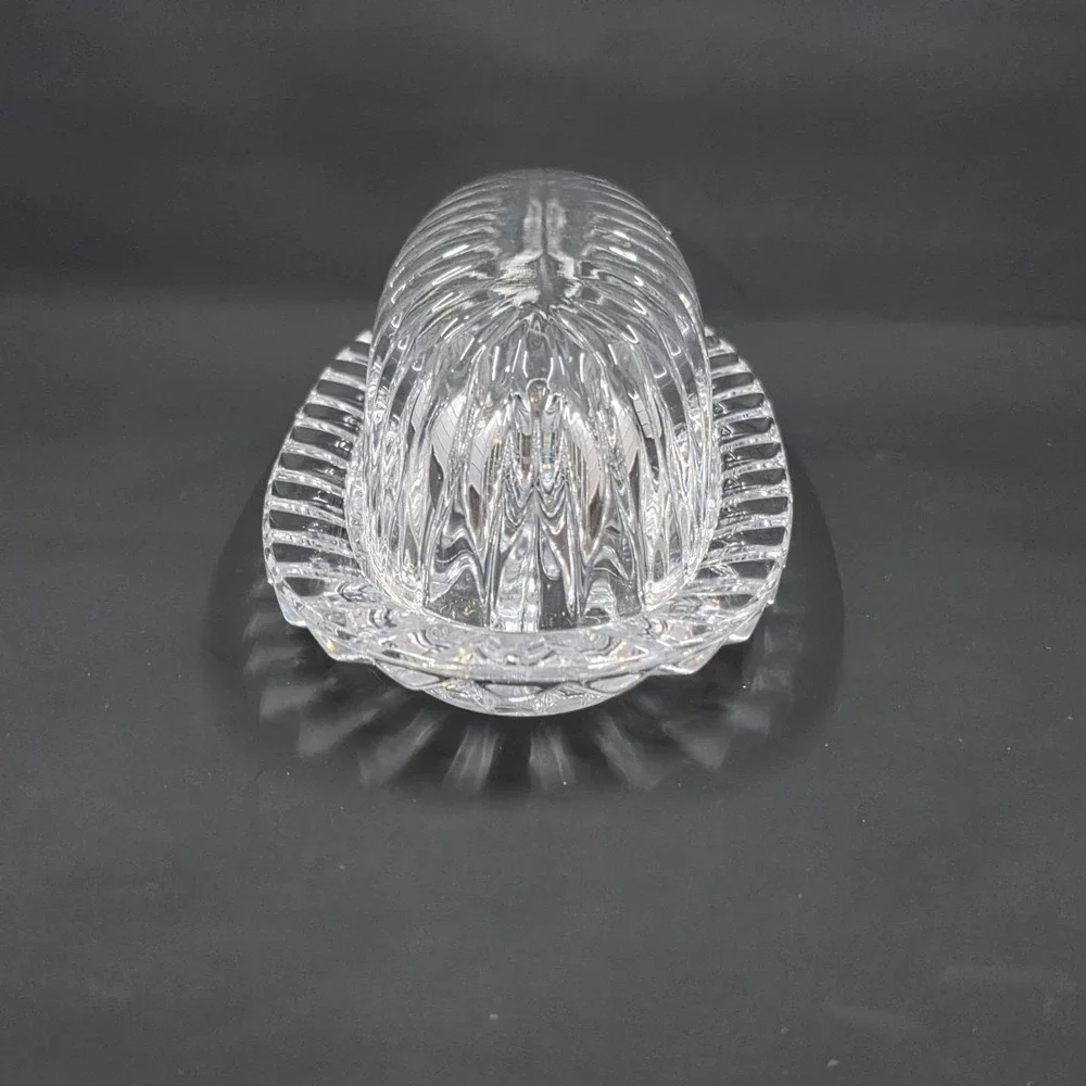 Vintage Mikasa Park Lane  Quarter Pound Lead Crystal Butter Dish with Cover VTG